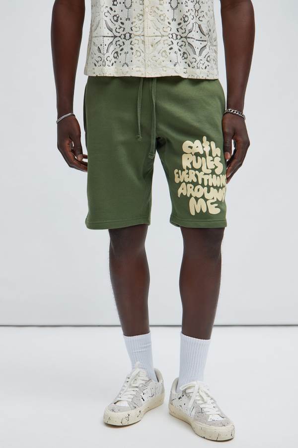 Green Fashion Nova Cash Rules Men Sweatshorts USA | 725901FRJ