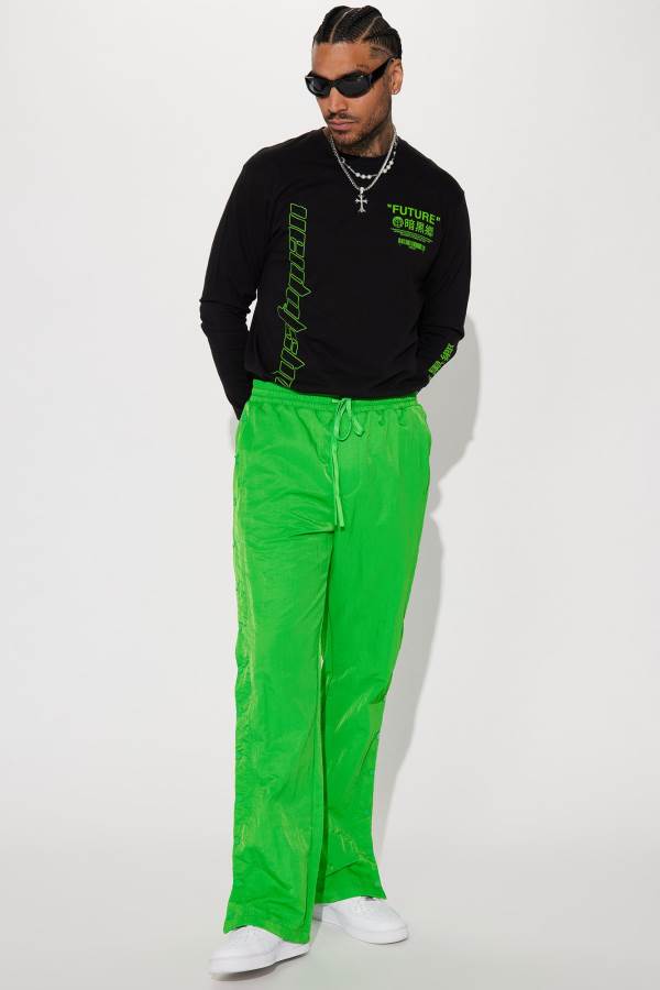 Green Fashion Nova Fast Getaway Nylon Snap Men Pants USA | 135469LHF