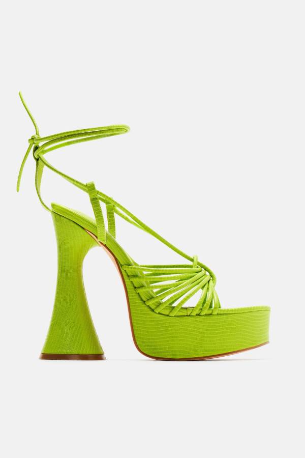 Green Fashion Nova Feelin\' It Heeled Women Sandals USA | 248913KXO