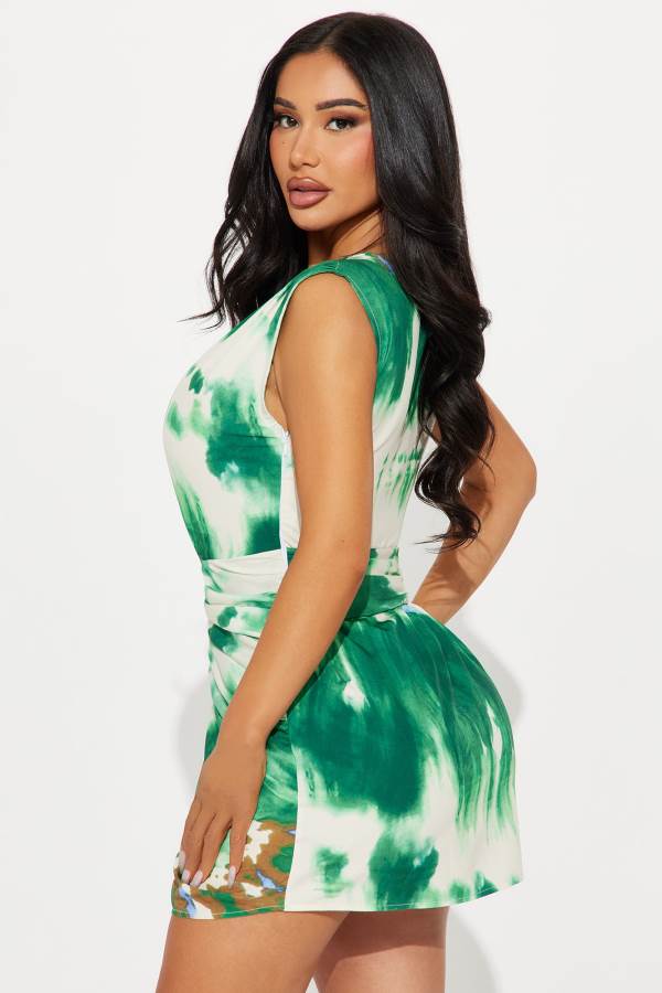 Green Fashion Nova Feeling Jaded Satin Mini Women Dress USA | 965804UAB