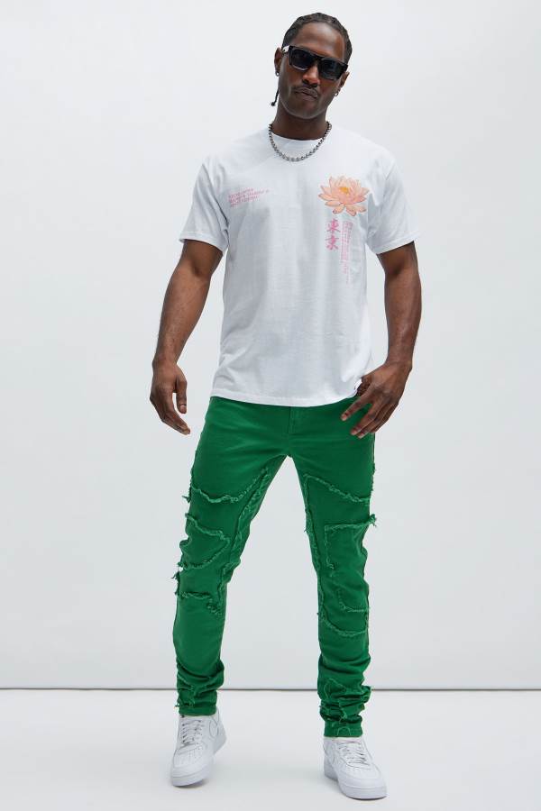 Green Fashion Nova Got Your Back Patched Stacked Skinny Men Jeans USA | 815069WOJ