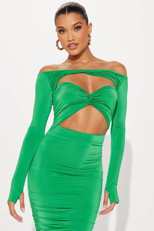 Green Fashion Nova Kristal Maxi Women Dress USA | 751349XRJ