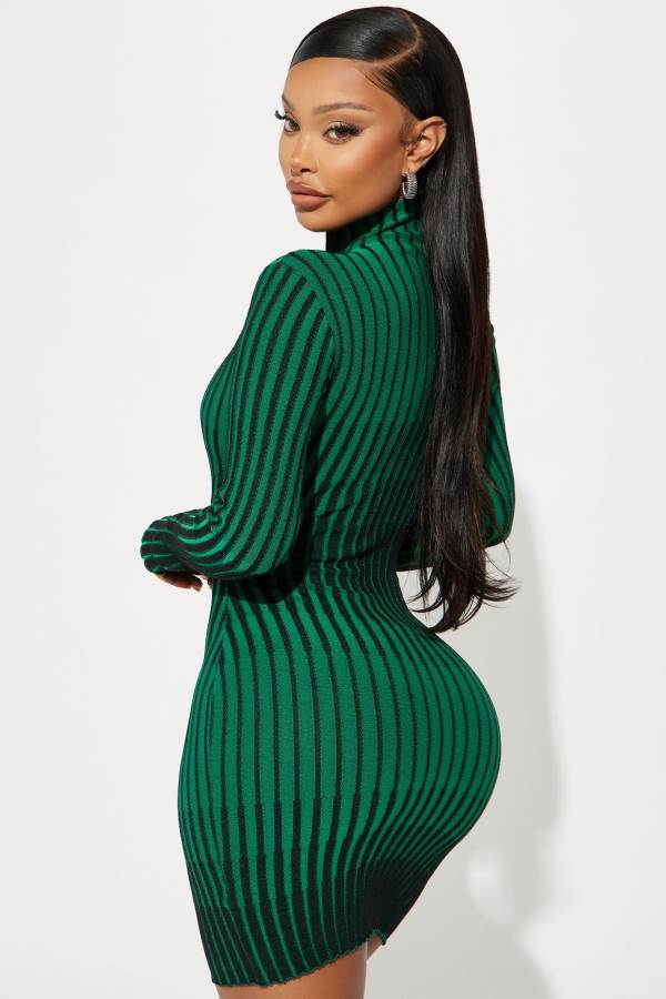 Green Fashion Nova Layla Sweater Mini Women Dress USA | 841073XYB