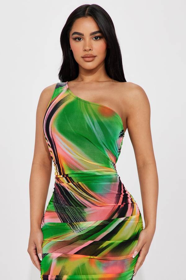 Green Fashion Nova Mailee Mesh Midi Women Dress USA | 803194KTH