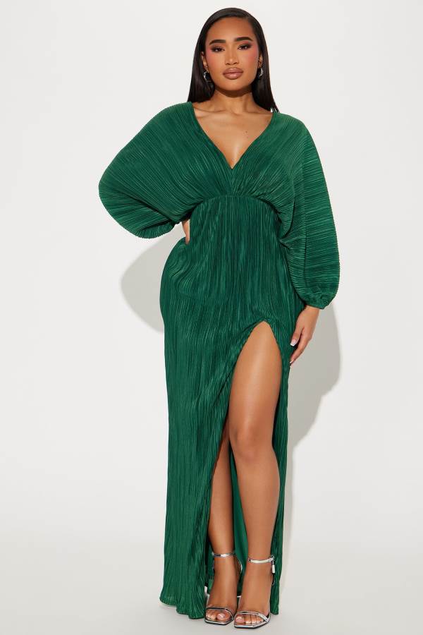 Green Fashion Nova Paloma Pleated Maxi Women Dress USA | 907582PSV