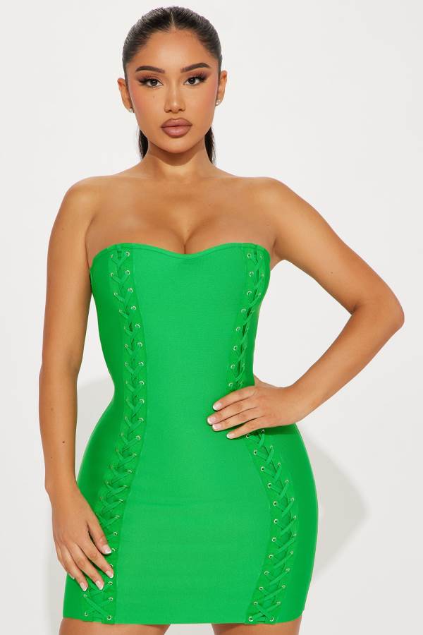 Green Fashion Nova Rock Ur World Bandage Mini Women Dress USA | 705319DAO