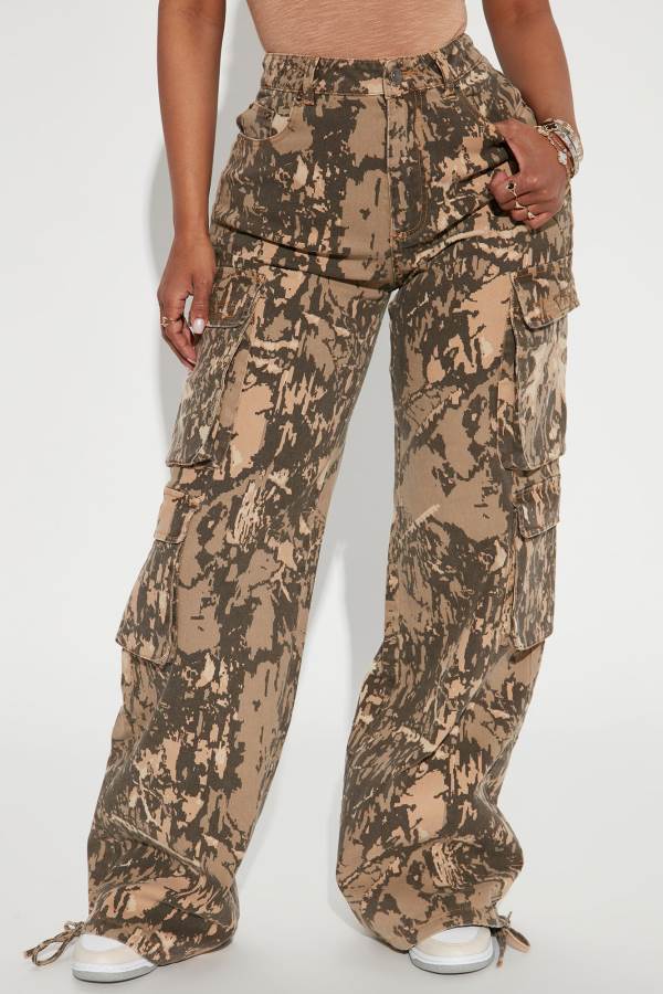 Green Fashion Nova Topanga Camo Cargo Women Pants USA | 749203NWG