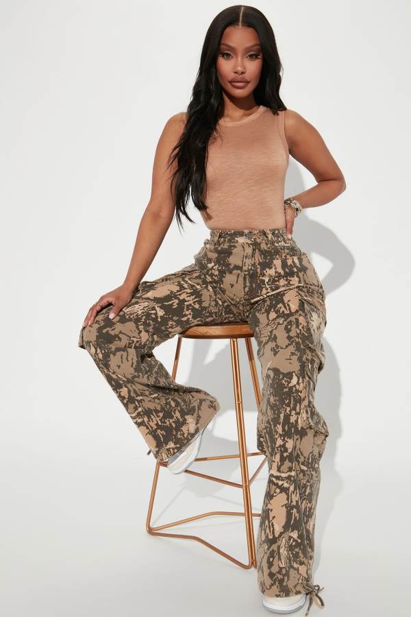 Green Fashion Nova Topanga Camo Cargo Women Pants USA | 749203NWG