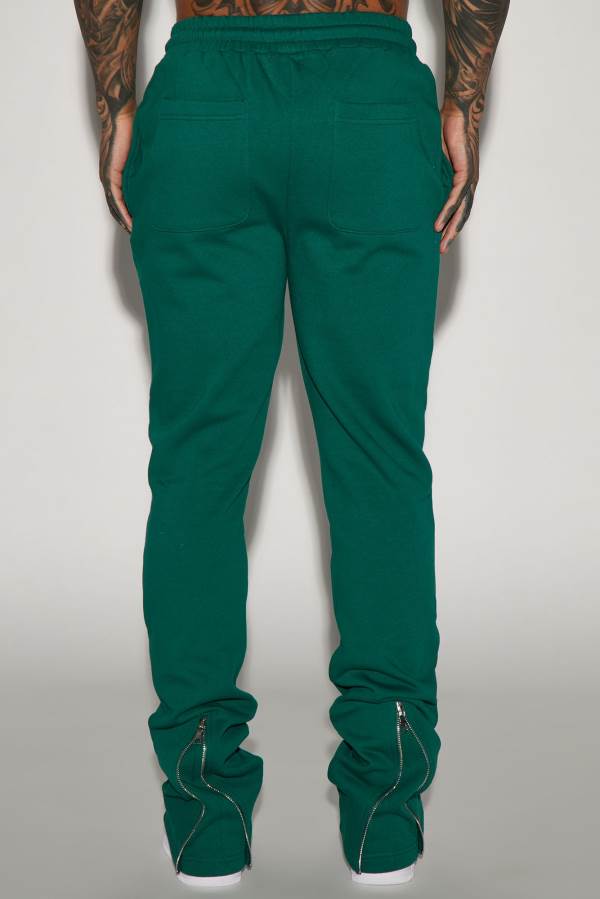 Green Fashion Nova Tyson Back Zipper Skinny Flared Men Sweatpants USA | 968372RGW