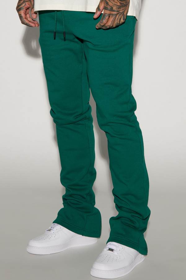 Green Fashion Nova Tyson Back Zipper Skinny Flared Men Sweatpants USA | 968372RGW