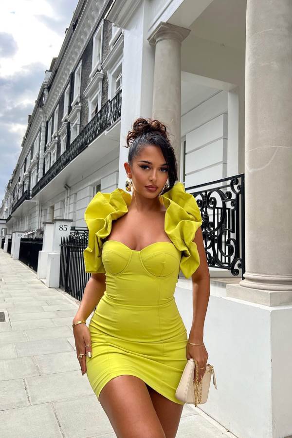 Green Yellow Fashion Nova Forever Princess Ruffle Mini Women Dress USA | 165734VQS