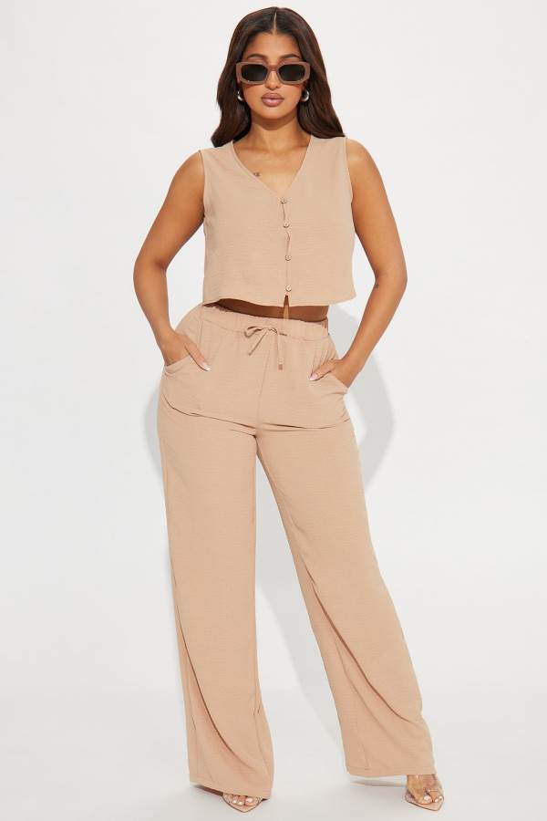 Grey Brown Fashion Nova Good Memory Pant Set Women Pants USA | 074198SJF