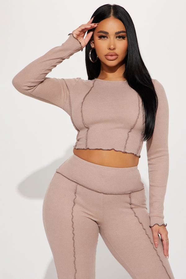 Grey Brown Fashion Nova Hang Out With Me Pant Set Women Pants USA | 641739RXI