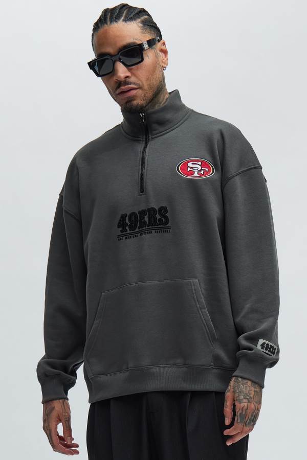 Grey Fashion Nova 49ers Essential Quarter Zip Men Sweatshirt USA | 391567CNG