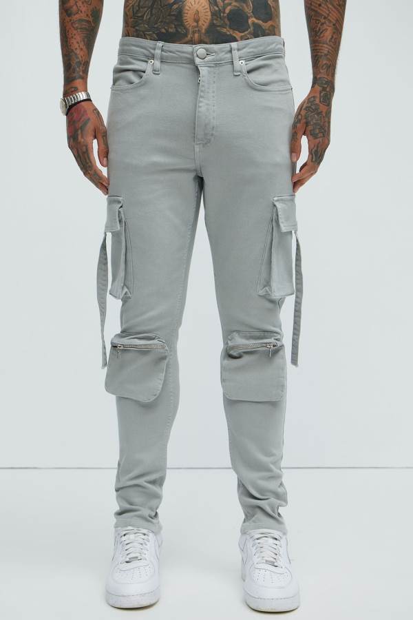 Grey Fashion Nova Bradford Skinny Cargo Men Pants USA | 642895UHG