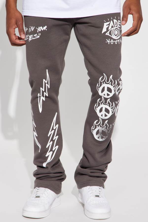 Grey Fashion Nova Faded Youth Flared Men Sweatpants USA | 659230ATW