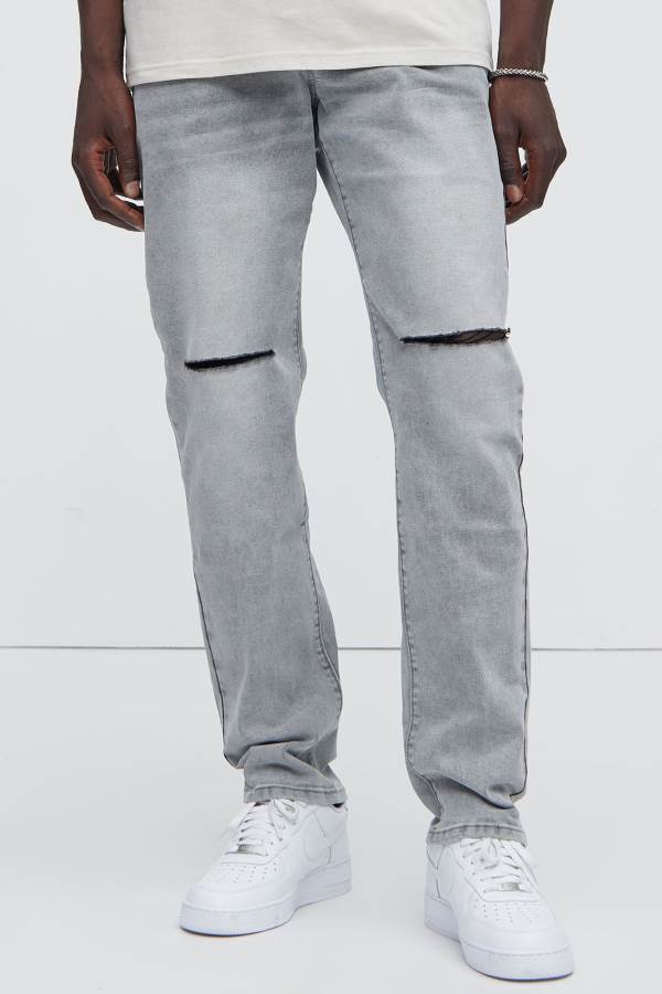 Grey Fashion Nova Ghost Slim Men Jeans USA | 912084HTI