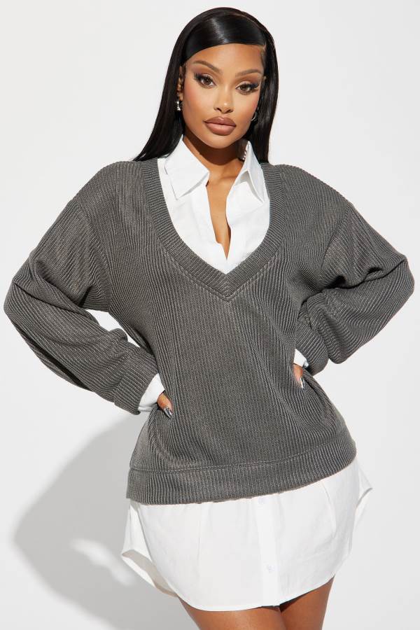 Grey Fashion Nova Gianna Sweater Mini Women Dress USA | 509321JHN