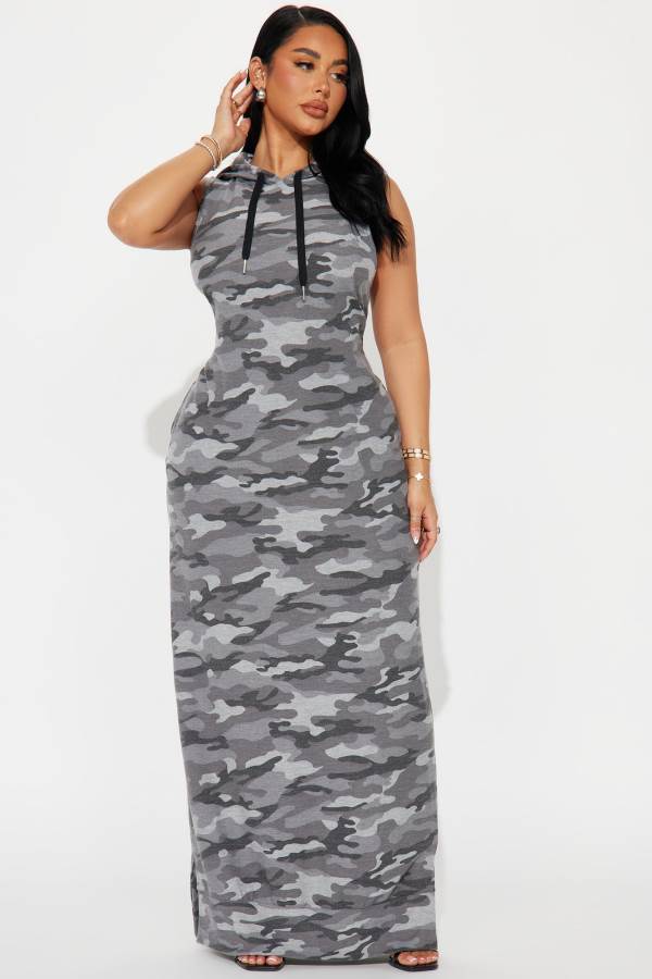 Grey Fashion Nova Hide Out Maxi Women Dress USA | 130864JRG