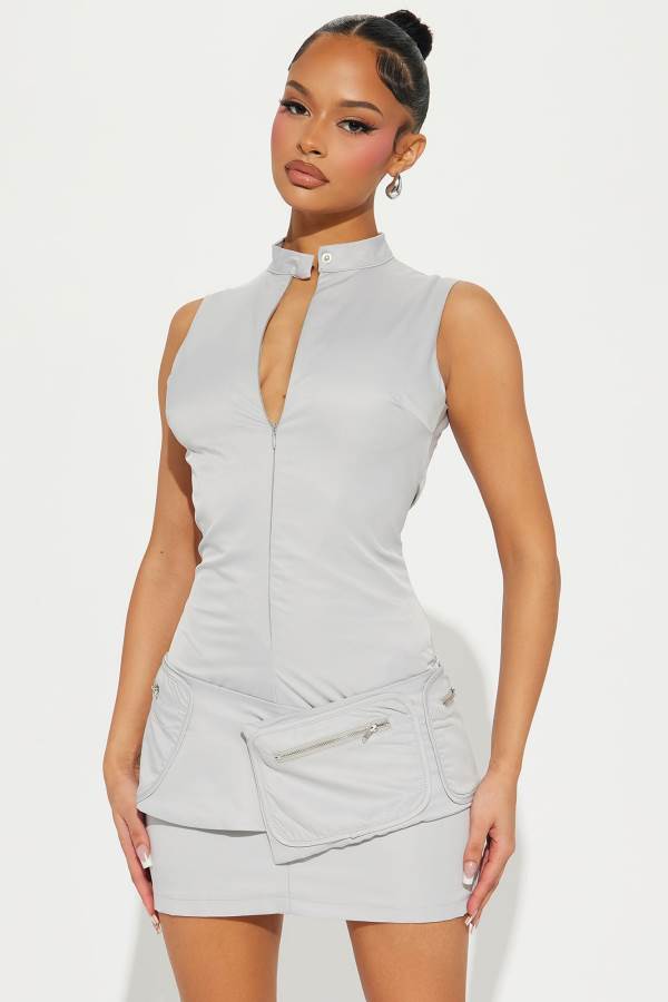 Grey Fashion Nova Infinity Cargo Mini Women Dress USA | 347892LFJ