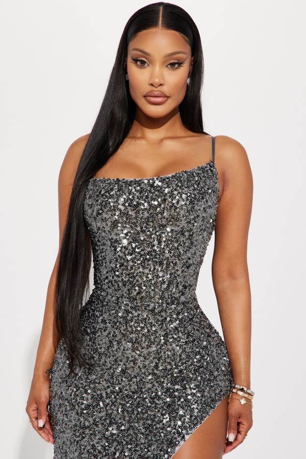 Grey Fashion Nova Joni Sequin Maxi Women Dress USA | 305782UZD