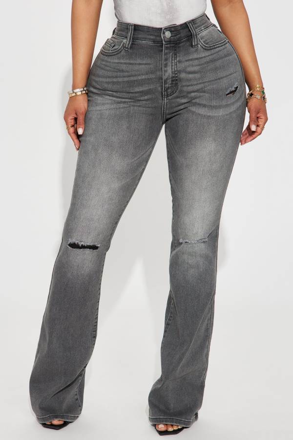 Grey Fashion Nova Pleasure Seeker Soft Stretch Flare Women Jeans USA | 582139JDZ