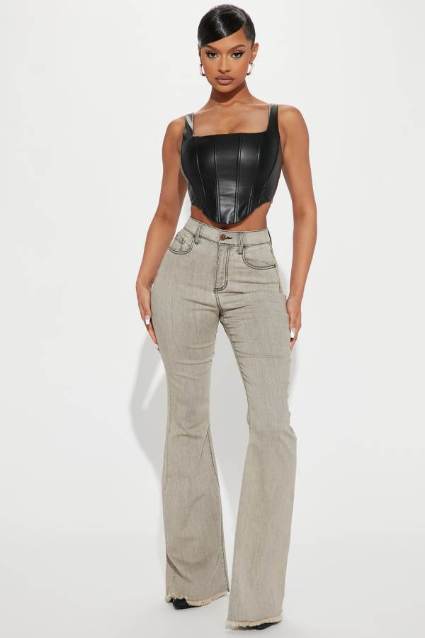 Grey Fashion Nova Rodeo Star Flare Women Jeans USA | 916280ZAS