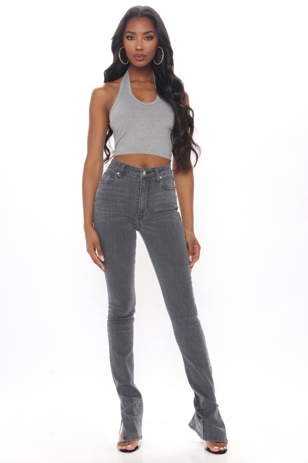 Grey Fashion Nova Tall Soho Side Split Skinny Women Jeans USA | 250349FKG