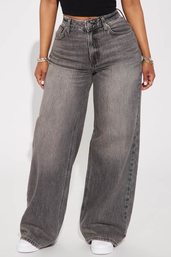 Grey Fashion Nova The Big Debut Baggy Women Jeans USA | 736024CEI