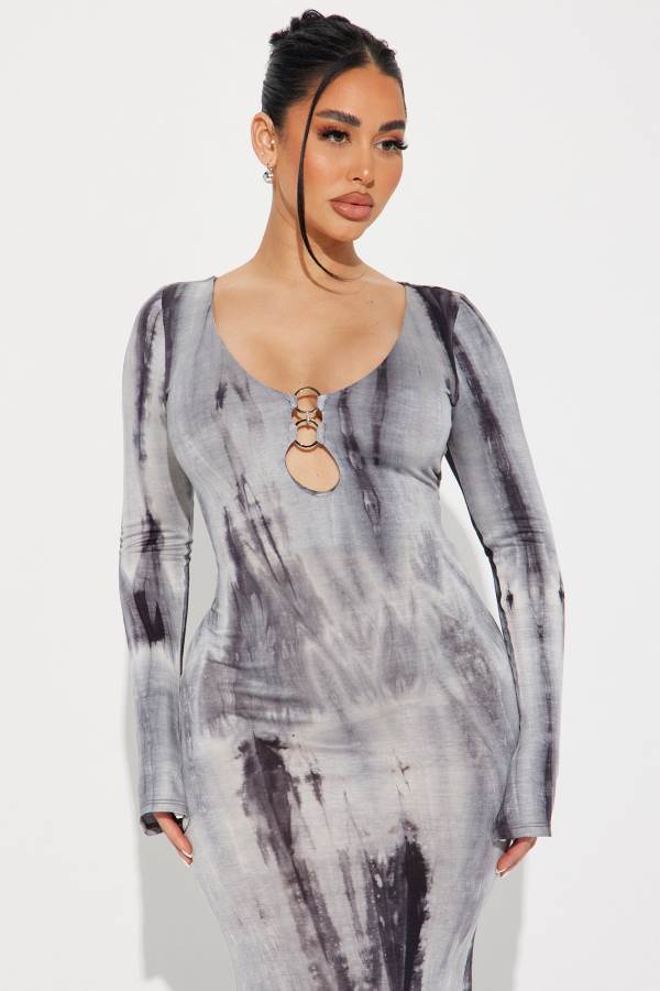 Grey Fashion Nova Tying Me Down Maxi Women Dress USA | 165479TUE