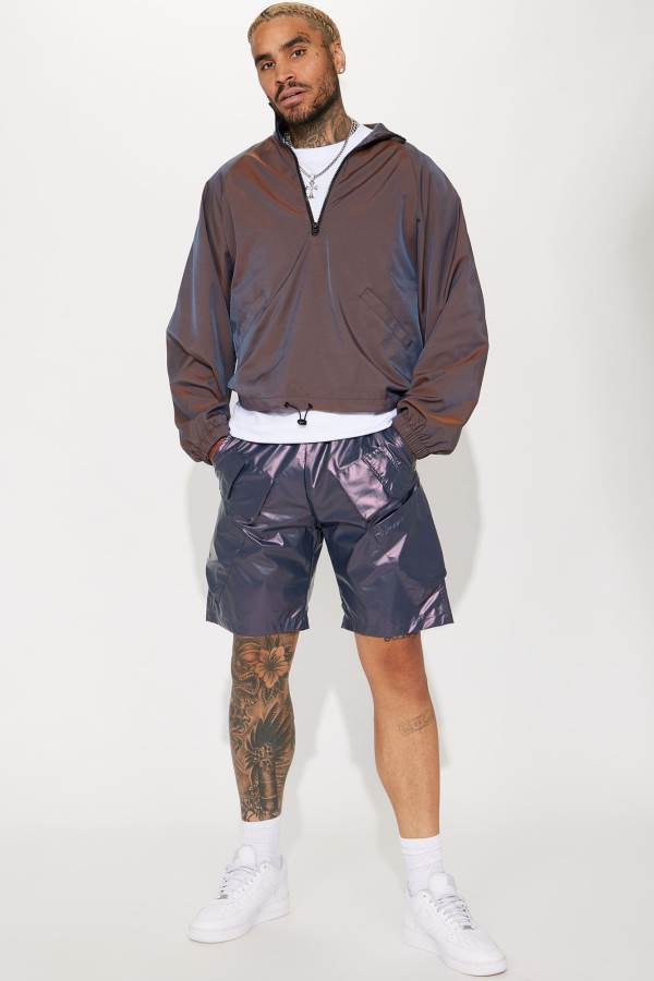 Iridescent Fashion Nova On The Road Nylon Cargo Men Shorts USA | 157036GRW