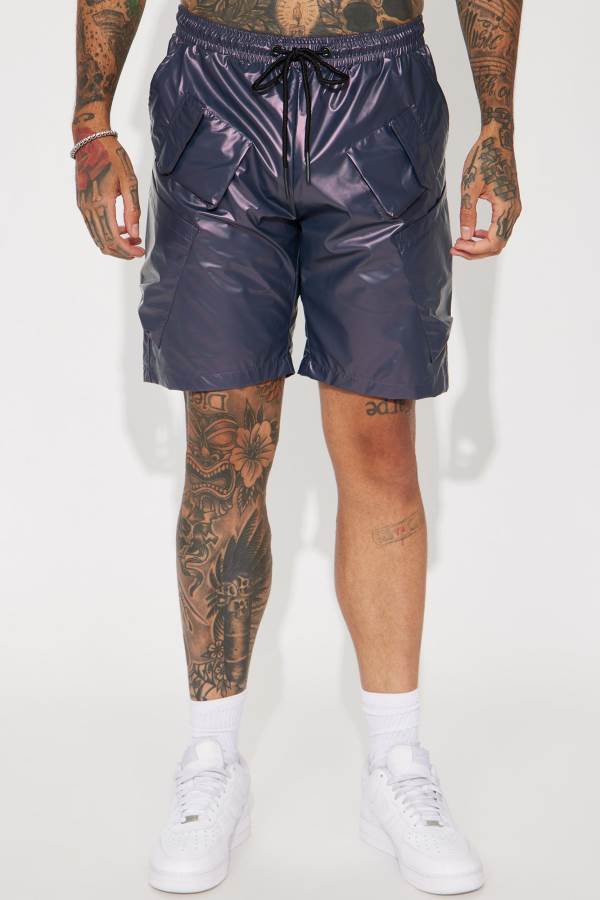 Iridescent Fashion Nova On The Road Nylon Cargo Men Shorts USA | 157036GRW