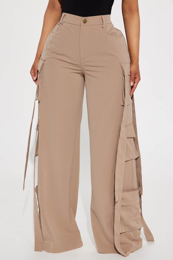 Khaki Fashion Nova Archive Me Cargo Wide Leg Women Pants USA | 952603UJX