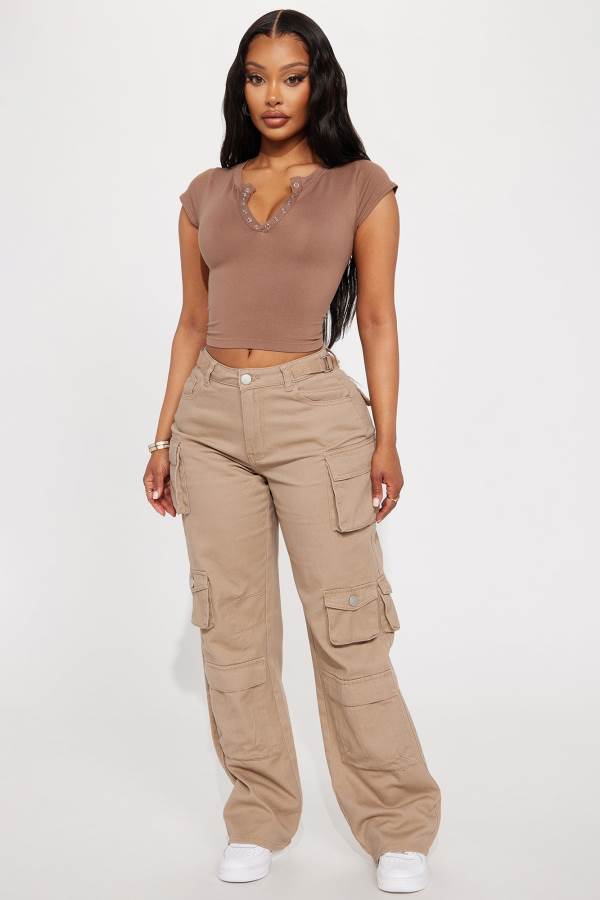 Khaki Fashion Nova Count On It Straight Leg Cargo Women Pants USA | 024976RPW