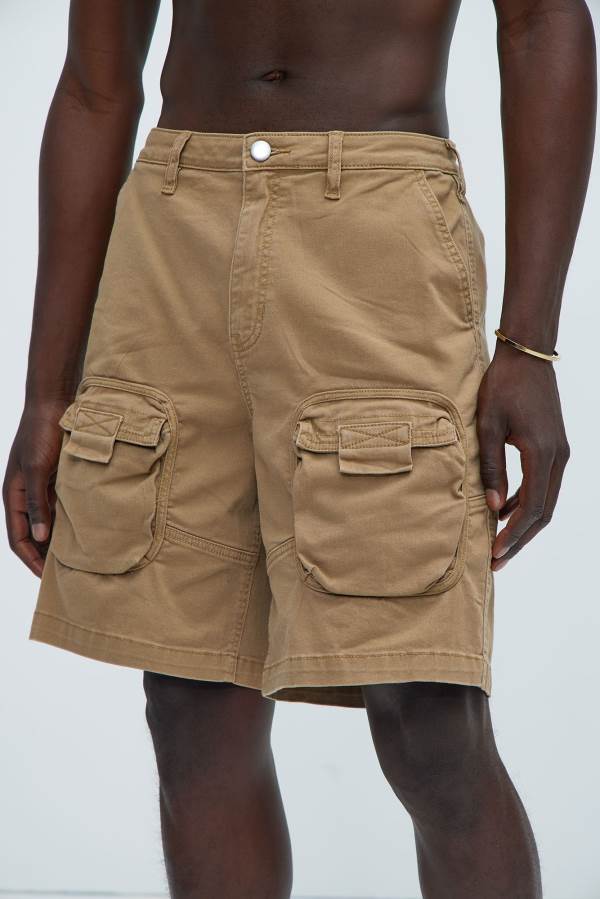 Khaki Fashion Nova Hawk Cargo Relaxed Men Shorts USA | 760238SRC