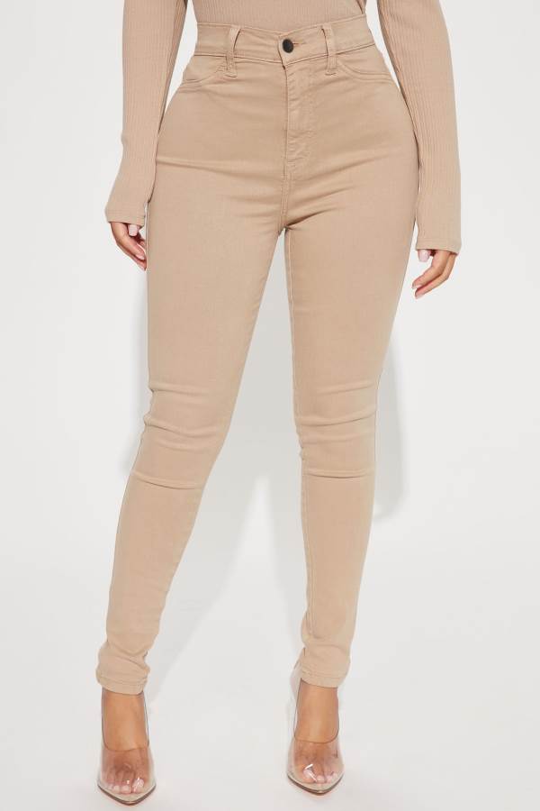 Khaki Fashion Nova Petite Classic High Waist Skinny Women Jeans USA | 201386THU