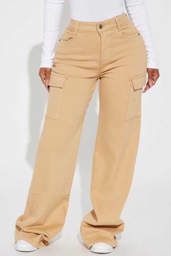 Khaki Fashion Nova True That 90s Stretch Color Cargo Women Jeans USA | 452819BWC