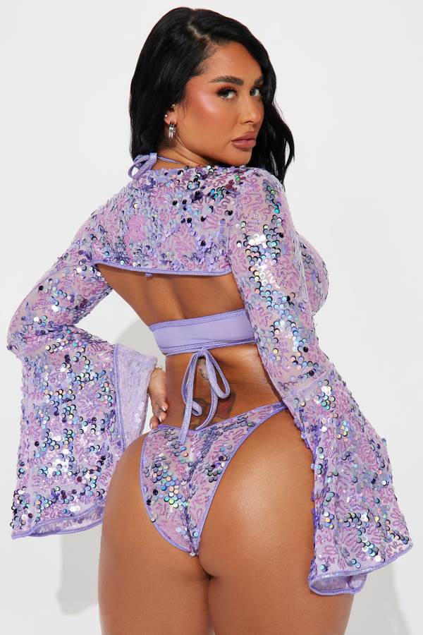 Lavender Fashion Nova Dancing Under The Lights Sequins Shrug Top Women Tops USA | 048932PQR