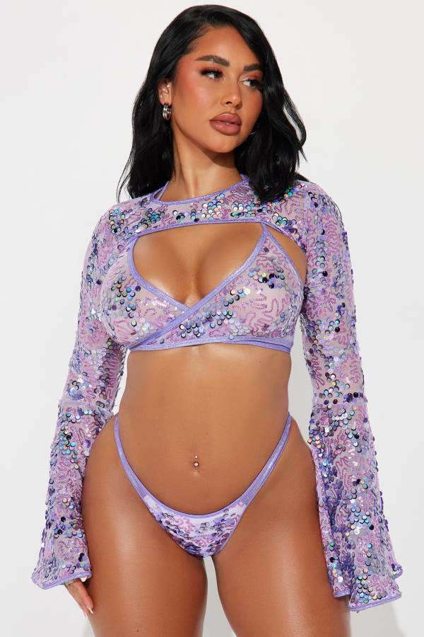 Lavender Fashion Nova Dancing Under The Lights Sequins Shrug Top Women Tops USA | 048932PQR