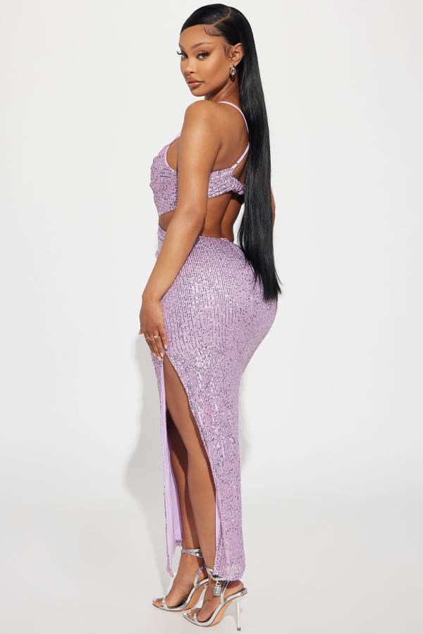 Lavender Fashion Nova Kiera Sequin Maxi Women Dress USA | 963208QPD