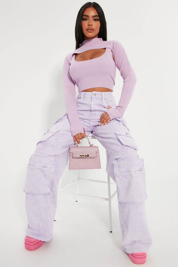 Lavender Fashion Nova Lily High Rise Cargo Women Jeans USA | 795312XIE