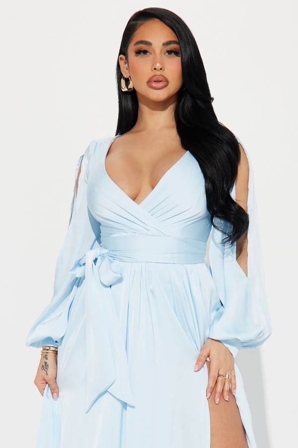 Light Blue Fashion Nova Belle Maxi Women Dress USA | 405278CUX