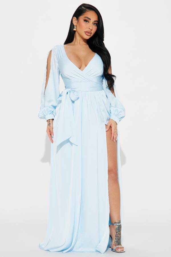 Light Blue Fashion Nova Belle Maxi Women Dress USA | 405278CUX