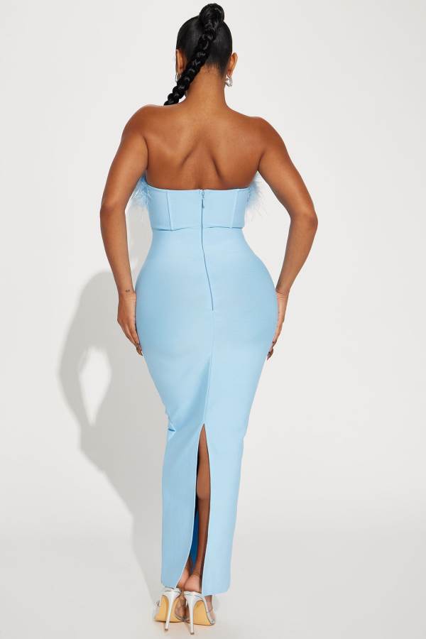 Light Blue Fashion Nova Bridget Bandage Maxi Women Dress USA | 194328ZTD