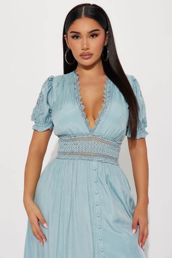 Light Blue Fashion Nova Cannes Sunset Maxi Women Dress USA | 406532PZS