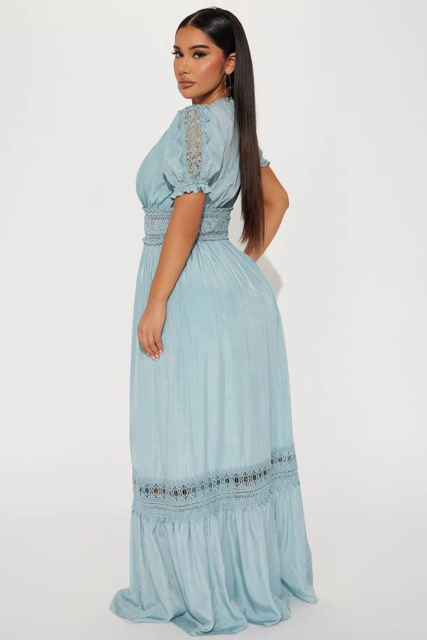 Light Blue Fashion Nova Cannes Sunset Maxi Women Dress USA | 406532PZS