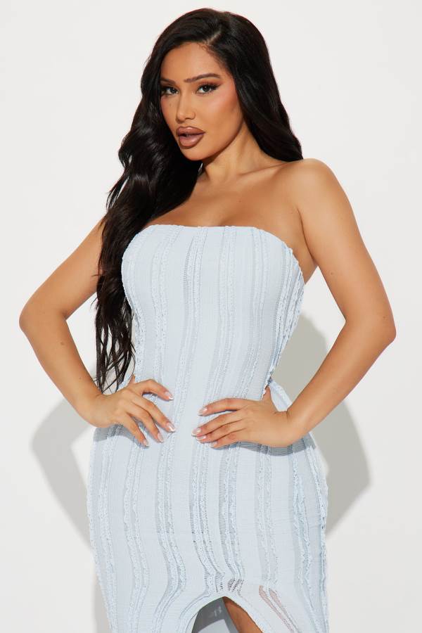 Light Blue Fashion Nova Maribel Textured Maxi Women Dress USA | 783916IAG