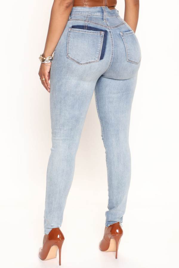 Light Blue Wash Fashion Nova Deja Vu Curvy Stretch Skinny Women Jeans USA | 573496EPK