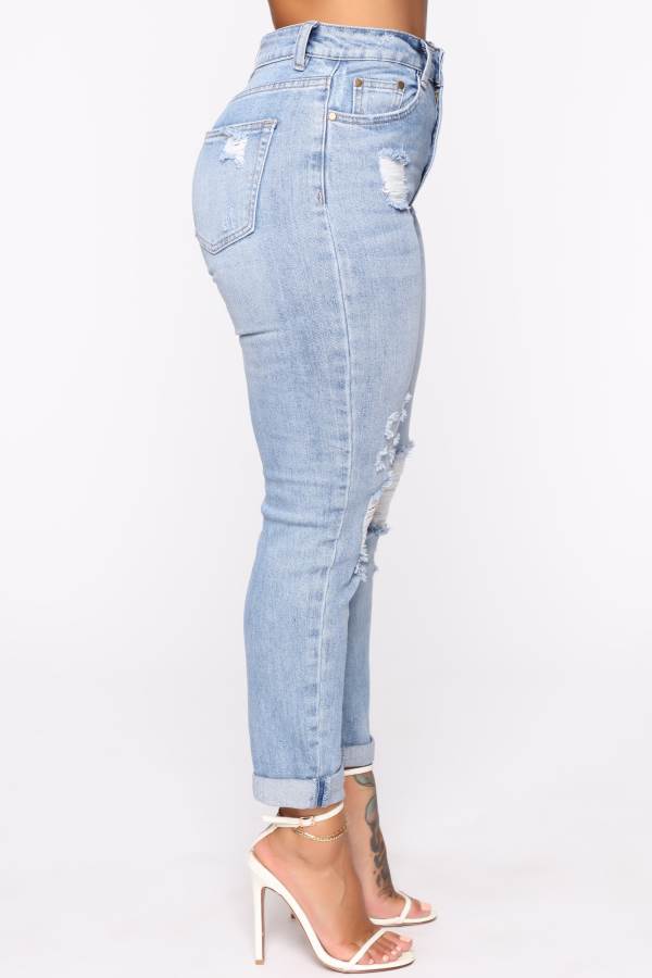 Light Blue Wash Fashion Nova Keep Coming Back Boyfriend Women Jeans USA | 487509SON