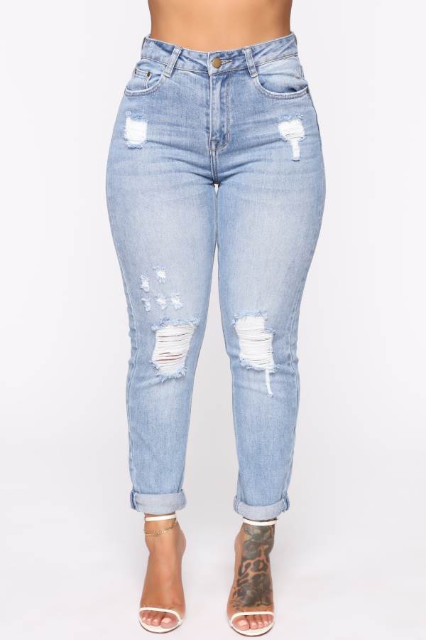 Light Blue Wash Fashion Nova Keep Coming Back Boyfriend Women Jeans USA | 487509SON